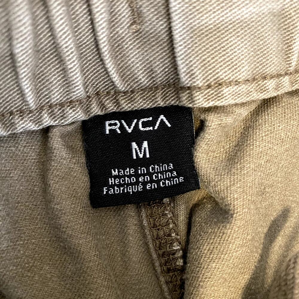 RVCA Men's Size Medium Khaki Brown Elastic Waist Drawstring Stretch Twill Pants - Picture 4 of 10